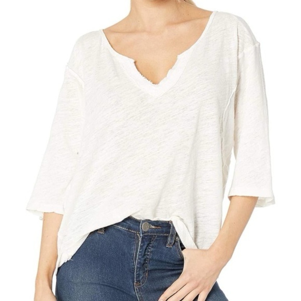 Free People We The Free Head In The Clouds Top Womens Large Washed Stripe White - Picture 3 of 12